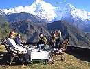A bright and sunny morning at Joshimath with a panoramic view of snow peaks